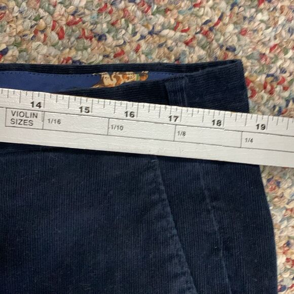 Lauren Ralph Lauren Navy Fine Wale Flat Front Straight Left Pants Size 38 X 32 - Picture 11 of 13